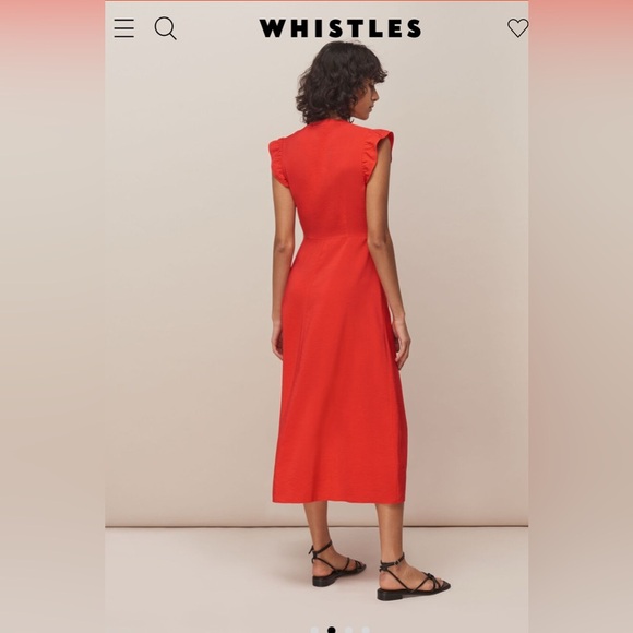 WHISTLES Red Frill Sleeve Button Dress - SIZE 8 - EUC - Picture 8 of 10